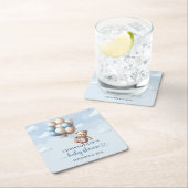 青お洒落とアイボリーの風船のベビークマ スクエアペーパーコースター (インサイチュ)