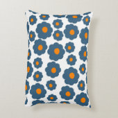 青お洒落とオレンジのフローラレトロ、陽気 アクセントクッション (裏面(縦))