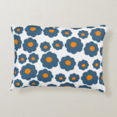青お洒落とオレンジのフローラレトロ、陽気 アクセントクッション (裏面)