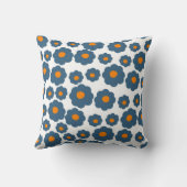 青お洒落とオレンジのフローラレトロ、陽気 クッション (裏面)