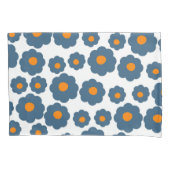 青お洒落とオレンジのフローラレトロ、陽気 枕カバー (正面)