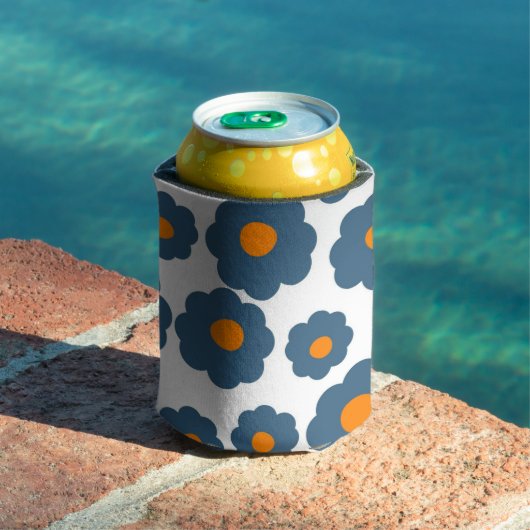 青お洒落とオレンジのフローラレトロ、陽気 缶クーラー (インサイチュ プール)