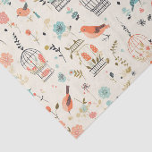 青お洒落とオレンジのヴィンテージの鳥 薄葉紙 (詳細)