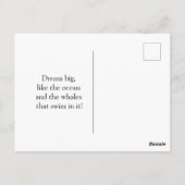 青お洒落とピンクのホエールアート ポストカード (裏面)