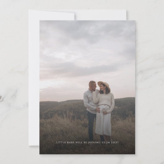 青お洒落とピンクの写真ベビー性別の表示 招待状 (裏面)