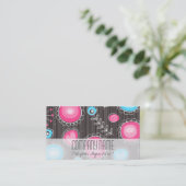 青お洒落とピンクの名刺の庭 名刺 (スタンド正面)