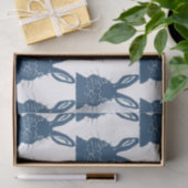 青お洒落と白のバニーラビットイースターパターン 薄葉紙 (ギフト)