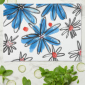 青お洒落と白 キッチンタオル (折り畳み)