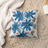 青お洒落と白 クッション (ブランケット)