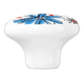 青お洒落と白 セラミックノブ (側面)