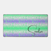 青お洒落と緑のフローラデザイン デスクマット (正面)