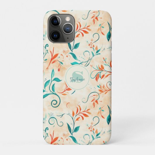 青お洒落と赤のペイズリーリーフのパターン(2) Case-Mate iPhoneケース (裏)