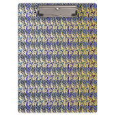 青お洒落と金ゴールドの孔雀の羽模様 クリップボード (正面)