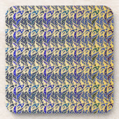 青お洒落と金ゴールドの孔雀の羽模様 コースター (正面)