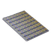 青お洒落と金ゴールドの孔雀の羽模様 ノートブック (右側)