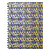 青お洒落と金ゴールドの孔雀の羽模様 ノートブック (正面)