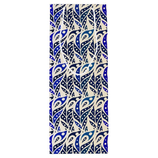 青お洒落と金ゴールドの孔雀の羽模様 ワインギフトバッグ (裏面)