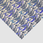 青お洒落と金ゴールドの孔雀の羽模様 薄葉紙 (詳細)