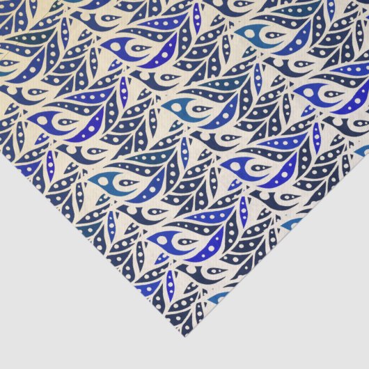 青お洒落と金ゴールドの孔雀の羽模様 薄葉紙 (詳細)