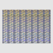 青お洒落と金ゴールドの孔雀の羽模様 薄葉紙 (正面)