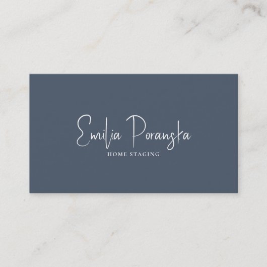 青お洒落カスタム灰色の白いタイポグラフィ 名刺 (正面)