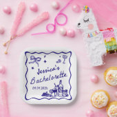 青お洒落ビーチバチェロレッテ ペーパープレート (パーティー)