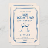 青お洒落ファンキーバチェロレッテ 招待状 (正面/裏面)