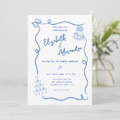 青お洒落フランスの手引結婚き 招待状 (スタンド正面)