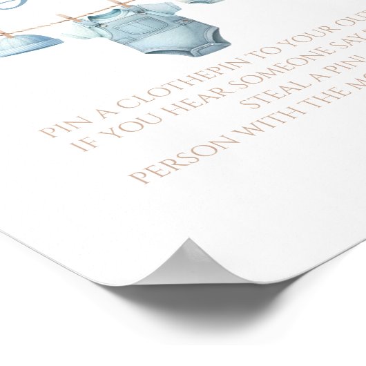 青お洒落フローラ男の赤ちゃん言わないベビーゲーム ポスター (角)