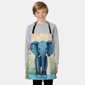 青お洒落ベビー象 エプロン (着用した状態)
