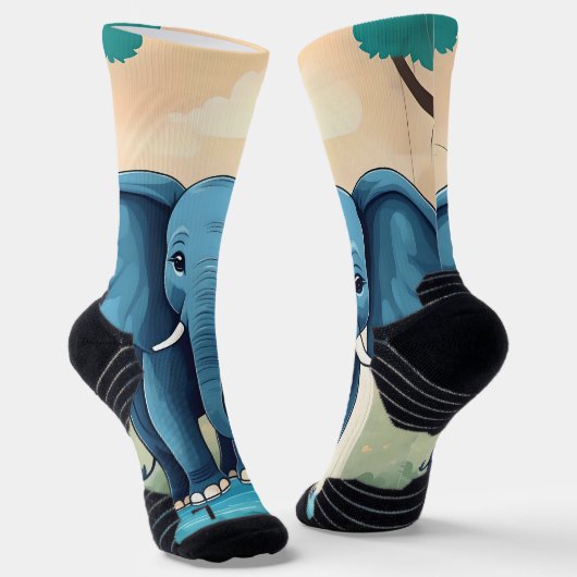 青お洒落ベビー象 ソックス (傾斜あり)