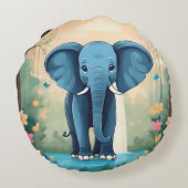 青お洒落ベビー象 ラウンドクッション (裏面)