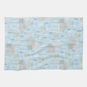 青お洒落上のガーデナーパターン キッチンタオル (横)