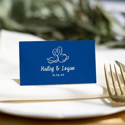 青お洒落図解入りの、写真付きの手描きおもしろい結婚 プレイスカード