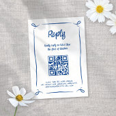 青お洒落図解入りの、写真付きの手描きおもしろい結婚 出欠カード