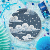 青お洒落天体 ペーパープレート (パーティー)