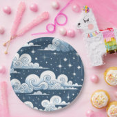 青お洒落天体 ペーパープレート (パーティー)