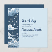 青お洒落天体 招待状 (正面/裏面)