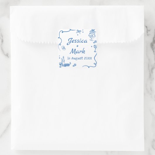 青お洒落手引き結婚の スクエアシール (バッグ)