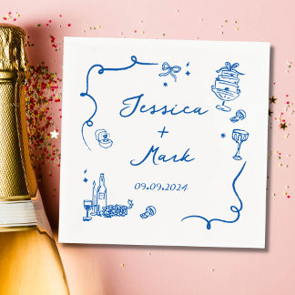 青お洒落手引き結婚の スタンダードカクテルナプキン