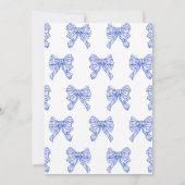 青お洒落手引き茶パーティーブライダルシャワー 招待状 (裏面)