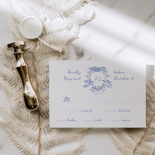 青お洒落手引紋モノグラム   結婚s 出欠カード