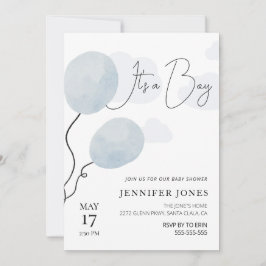 青お洒落気球は男の子だ 招待状