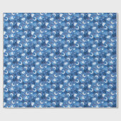 青お洒落水彩蛾と月 ラッピングペーパー (フラット)