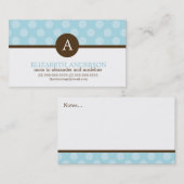 青お洒落水玉模様模様モノグラム コーリングカード (正面/裏面)