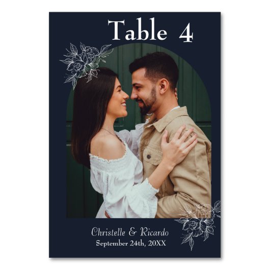 青お洒落海結婚海軍の写真 テーブルナンバー (裏面)