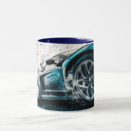 青お洒落漂流スポーツカー車の マグカップ