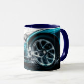 青お洒落漂流スポーツカー車の マグカップ (正面右)