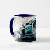 青お洒落漂流スポーツカー車の マグカップ (正面左)