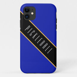 青お洒落王室の黒の斜めピックルストライプボール iPhone 11 ケース